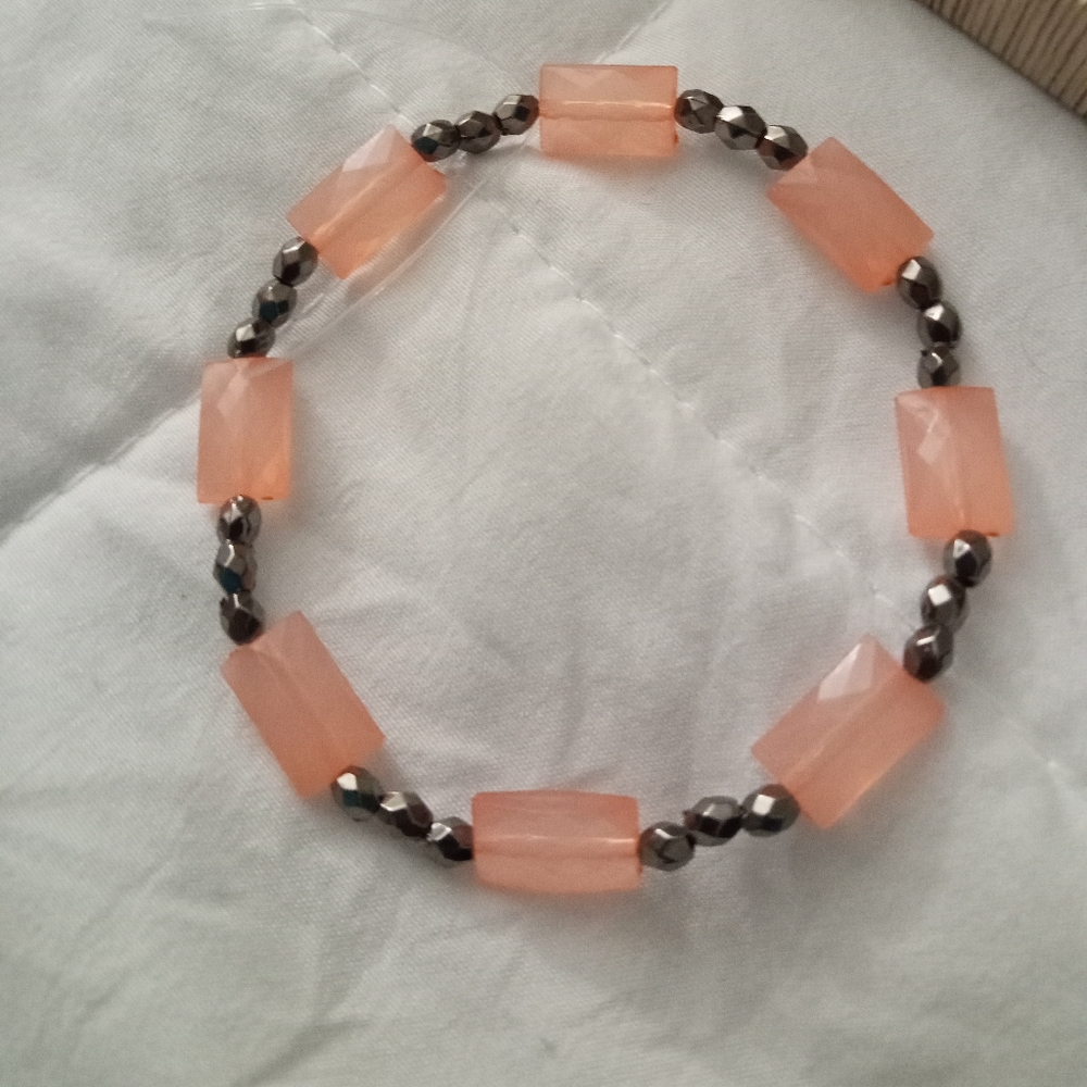 hand crafted silver crystal and coral beaded statement bracelet summer time